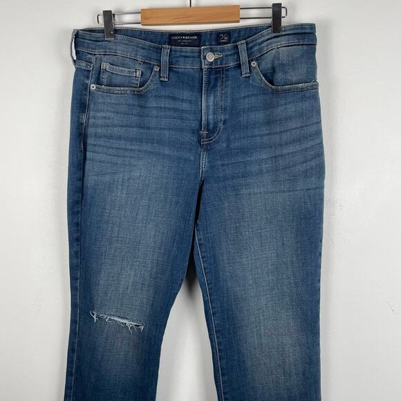 Lucky Brand Jeans Womens 14 Blue Mid Rise Sweet Straight Leg Ankle Dark Wash NWT - Picture 3 of 11